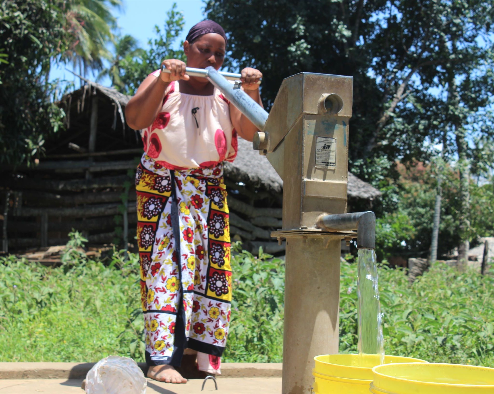 Woman Pumping Water at the Coast